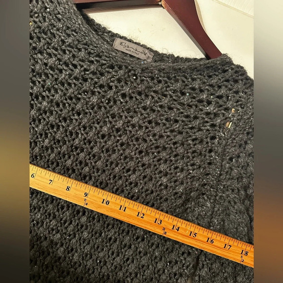 ELSAMANDA Anthropologie ITALIAN Gray Popcorn Knit WOOL ALPACA SM Sparkle Sequin - Picture 8 of 11
